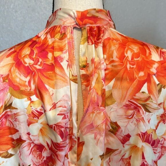 NEW Mac Duggal  leena floral print high neck women’s flowy mini dress size 4 - Picture 8 of 14